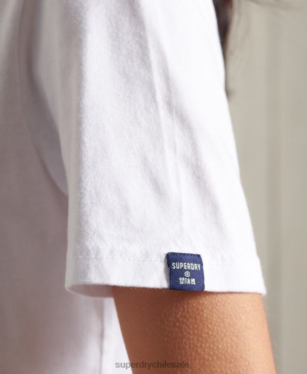 mujer Superdry blanco playera con relleno del logo vintage 2R68Z2852