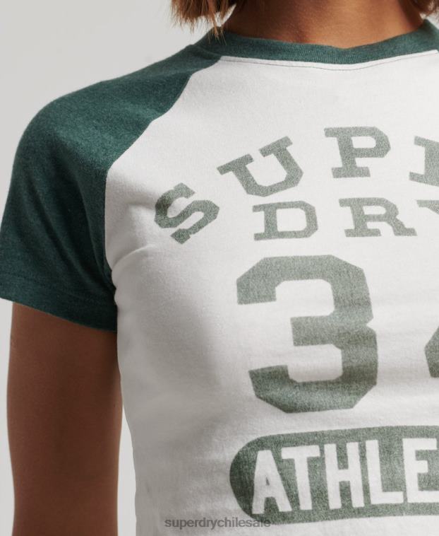 mujer Superdry blanco playera corta con estampado universitario 2R68Z6216