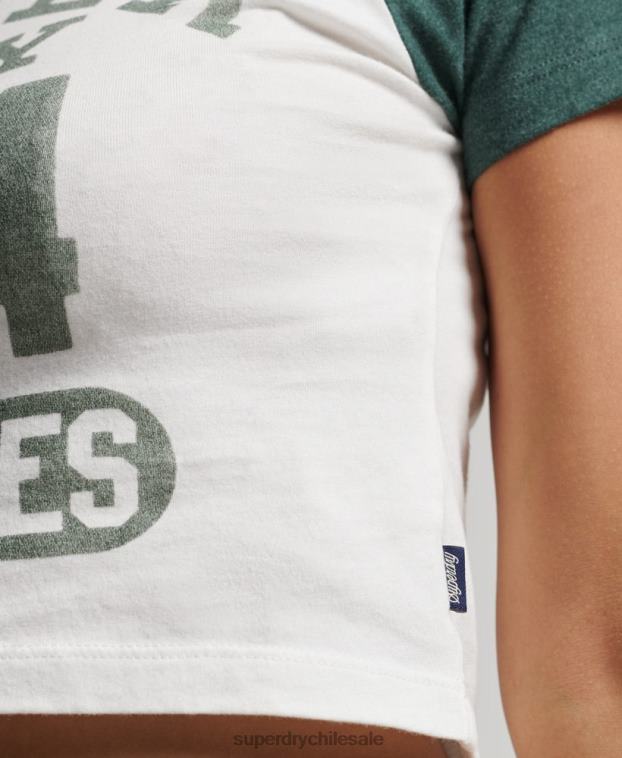 mujer Superdry blanco playera corta con estampado universitario 2R68Z6216