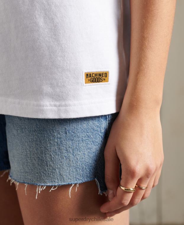 mujer Superdry blanco playera de peso estándar con brillo brillante 2R68Z2859