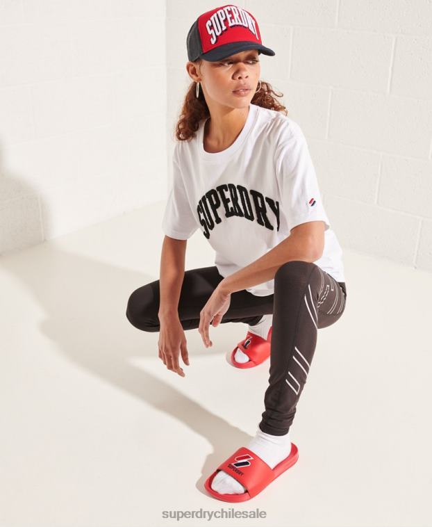mujer Superdry blanco playera mono con arco varsity 2R68Z6300
