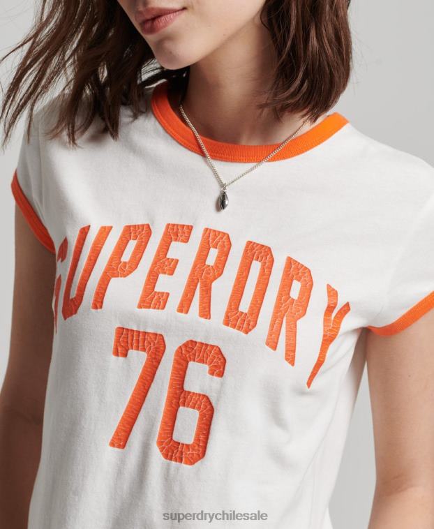 mujer Superdry blanco playera vintage atlética con timbre 2R68Z2713