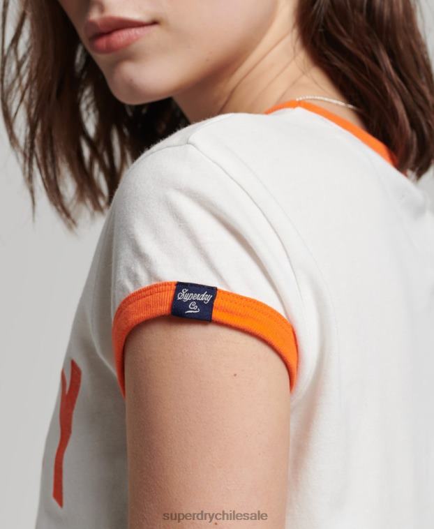 mujer Superdry blanco playera vintage atlética con timbre 2R68Z2713