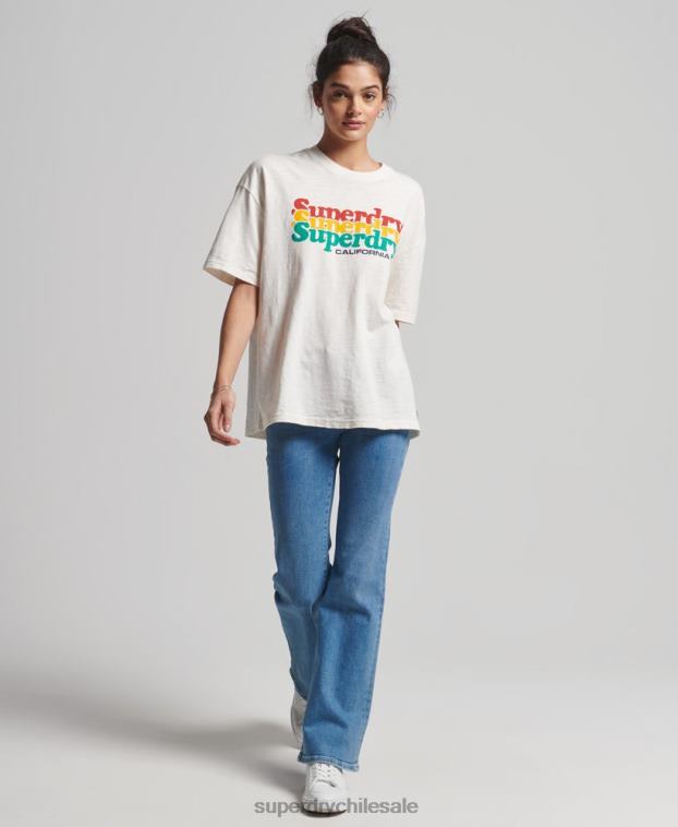 mujer Superdry blanco playera vintage con rayas cali 2R68Z6191
