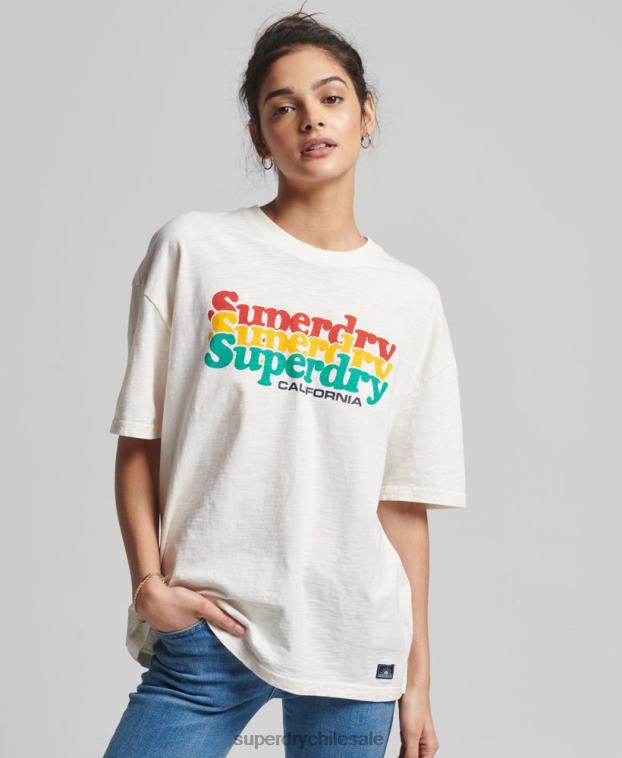 mujer Superdry blanco playera vintage con rayas cali 2R68Z6191