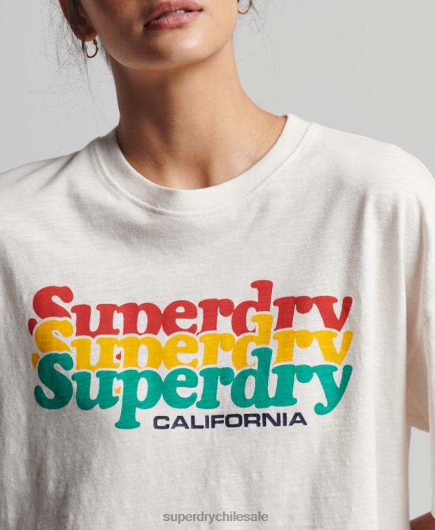 mujer Superdry blanco playera vintage con rayas cali 2R68Z6191
