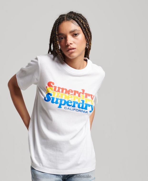 mujer Superdry blanco playera vintage con relleno de guión 2R68Z2225