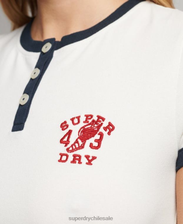mujer Superdry blanco playera vintage ringer tiny 2R68Z2817