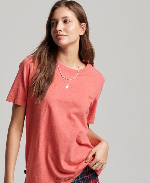 mujer Superdry coral camiseta de algodón orgánico con logo vintage bordado 2R68Z2306