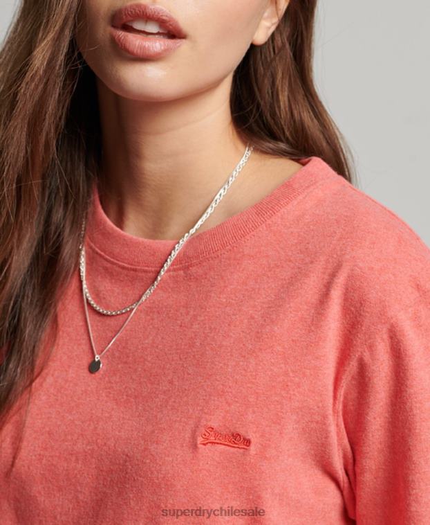 mujer Superdry coral camiseta de algodón orgánico con logo vintage bordado 2R68Z2306