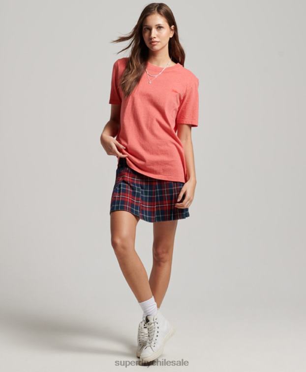 mujer Superdry coral camiseta de algodón orgánico con logo vintage bordado 2R68Z2306