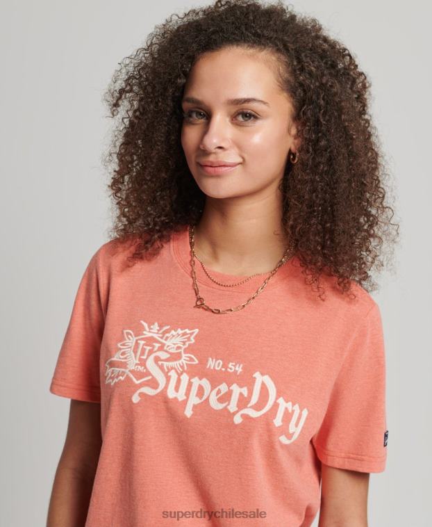 mujer Superdry coral orgullo vintage en camiseta artesanal 2R68Z2725