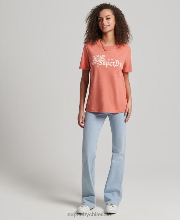 mujer Superdry coral orgullo vintage en camiseta artesanal 2R68Z2725