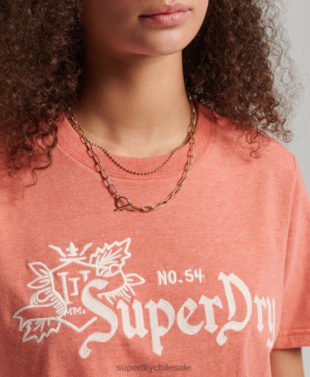 mujer Superdry coral orgullo vintage en camiseta artesanal 2R68Z2725