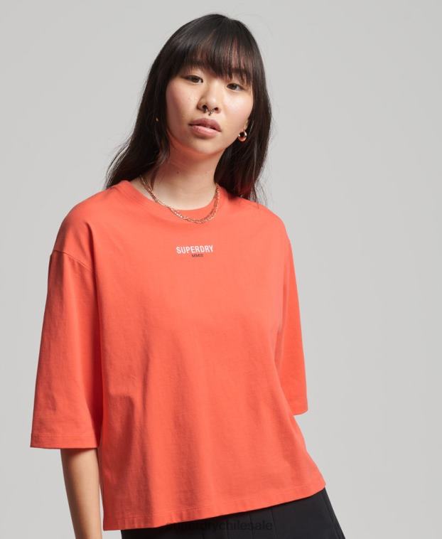mujer Superdry coral playera boxy con micro logo bordado 2R68Z6264