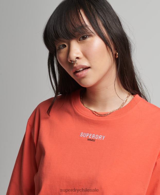 mujer Superdry coral playera boxy con micro logo bordado 2R68Z6264
