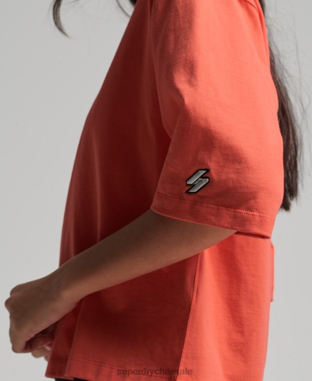 mujer Superdry coral playera boxy con micro logo bordado 2R68Z6264