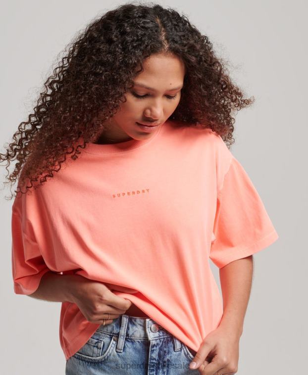 mujer Superdry coral playera extragrande estilo boxy con micro de excedente 2R68Z2248