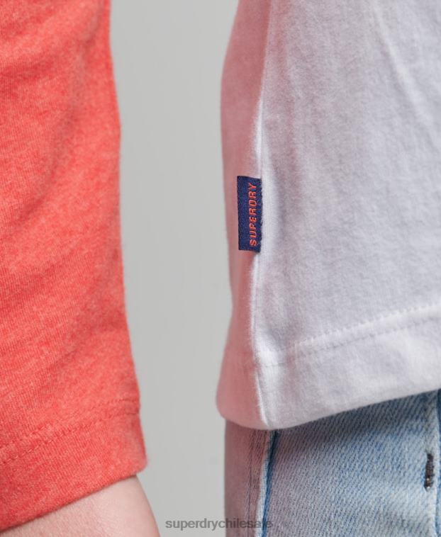 mujer Superdry coral top de manga larga de béisbol vintage de algodón orgánico 2R68Z6658