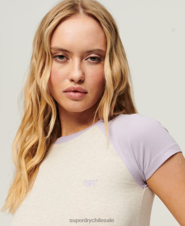 mujer Superdry crema béisbol camiseta para bebé 2R68Z2096
