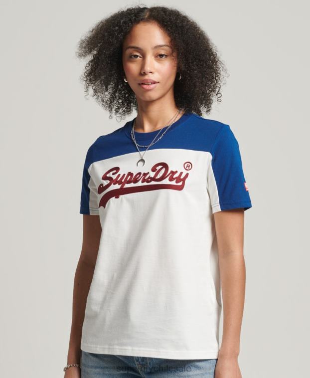 mujer Superdry crema camiseta colegial con logo vintage 2R68Z2763