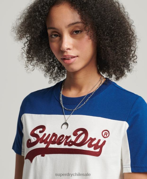 mujer Superdry crema camiseta colegial con logo vintage 2R68Z2763