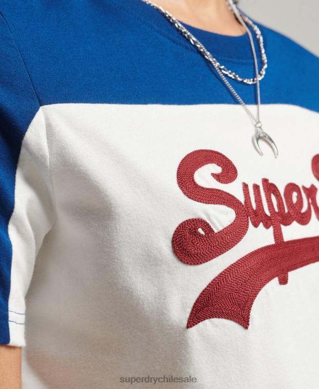 mujer Superdry crema camiseta colegial con logo vintage 2R68Z2763