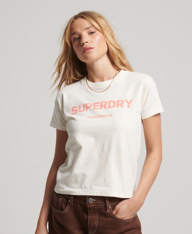 mujer Superdry crema camiseta con gráfico de los 90 2R68Z2154