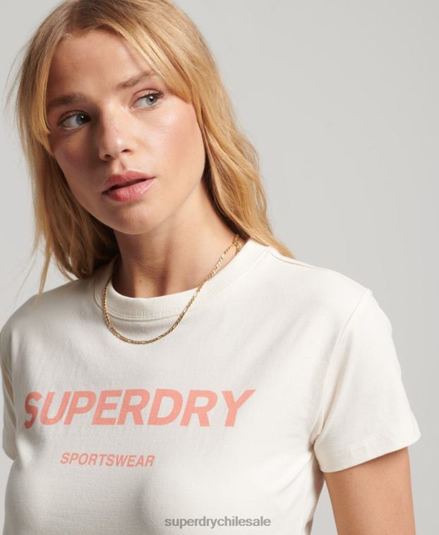 mujer Superdry crema camiseta con gráfico de los 90 2R68Z2154