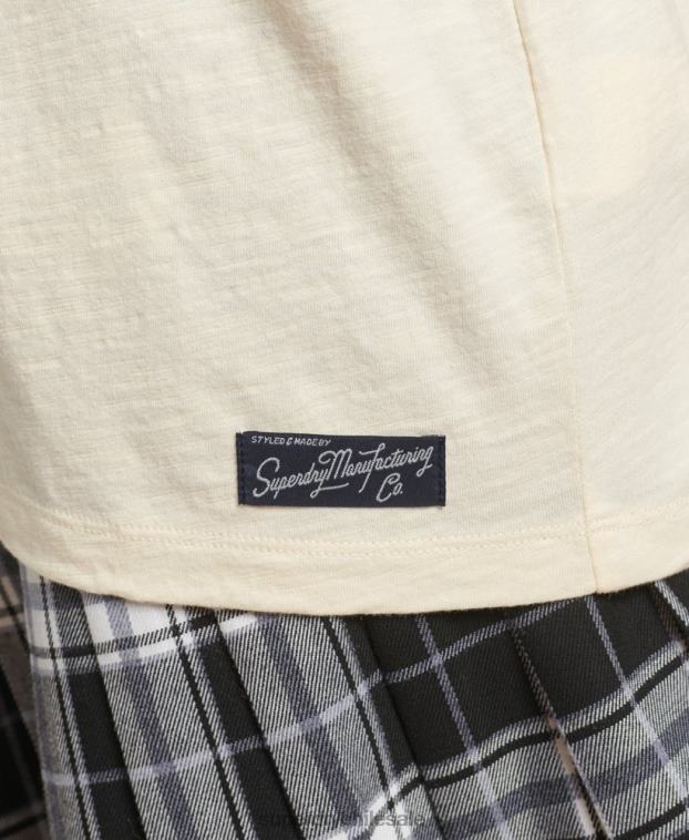 mujer Superdry crema camiseta holgada con parche del logo de los años 90 2R68Z6230