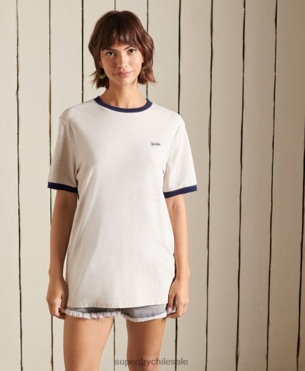 mujer Superdry crema camiseta holgada de algodón orgánico con logo vintage 2R68Z6756