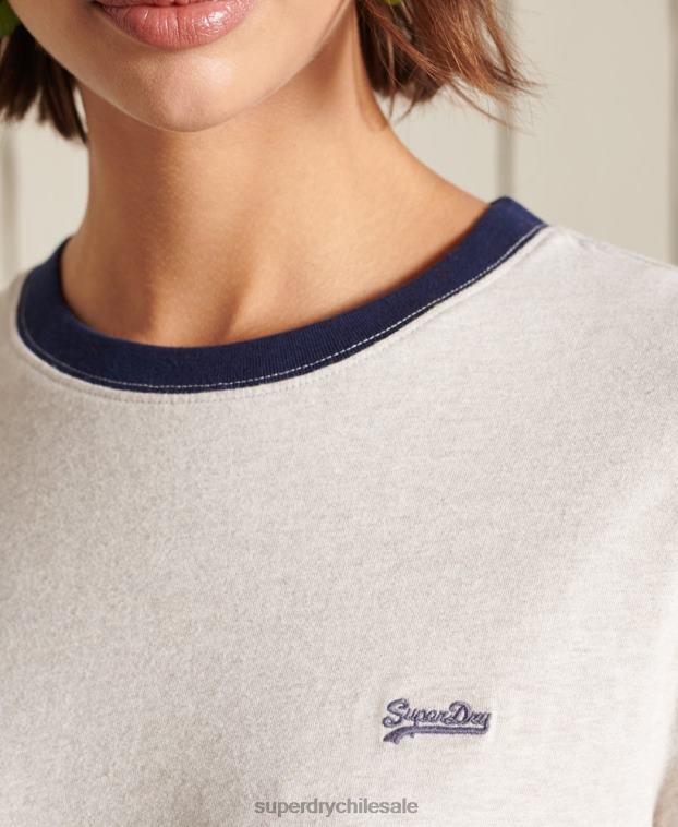 mujer Superdry crema camiseta holgada de algodón orgánico con logo vintage 2R68Z6756