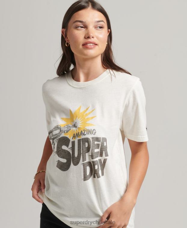 mujer Superdry crema camiseta indie vintage 2R68Z6221