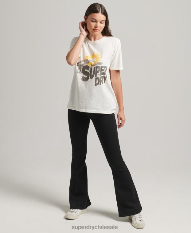 mujer Superdry crema camiseta indie vintage 2R68Z6221