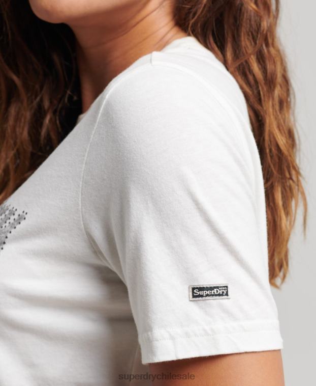 mujer Superdry crema playera con logo gráfico adornado 2R68Z6188