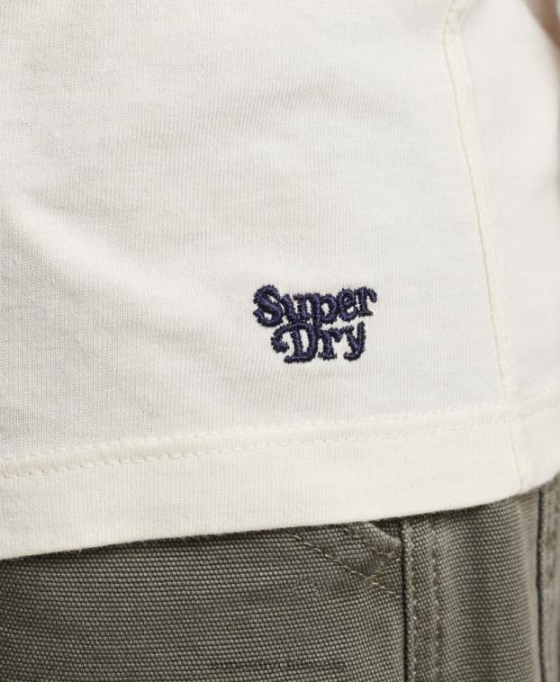mujer Superdry crema playera con rayas cali 2R68Z2820