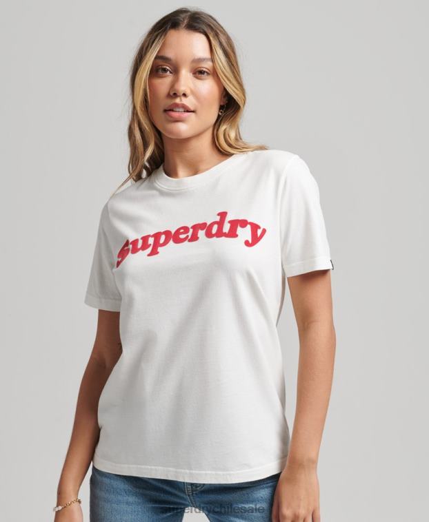 mujer Superdry crema playera cooper con logo clásico de los años 70 2R68Z6204