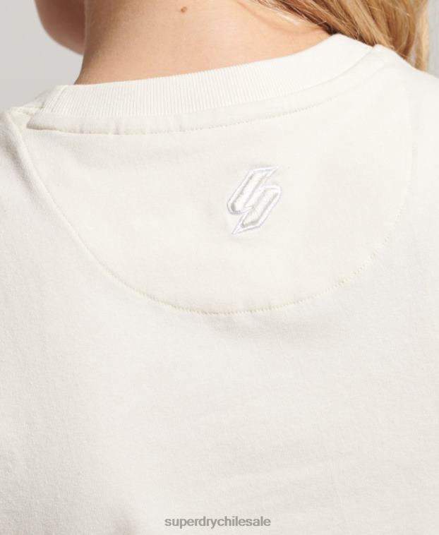 mujer Superdry crema playera pequeña con bordado gráfico de código 2R68Z2232