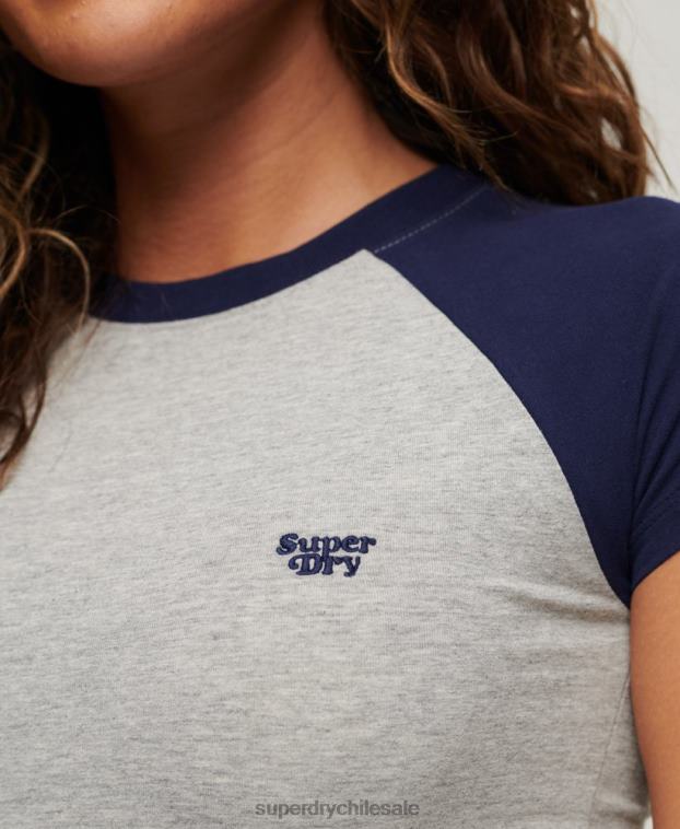 mujer Superdry gris béisbol camiseta para bebé 2R68Z2051