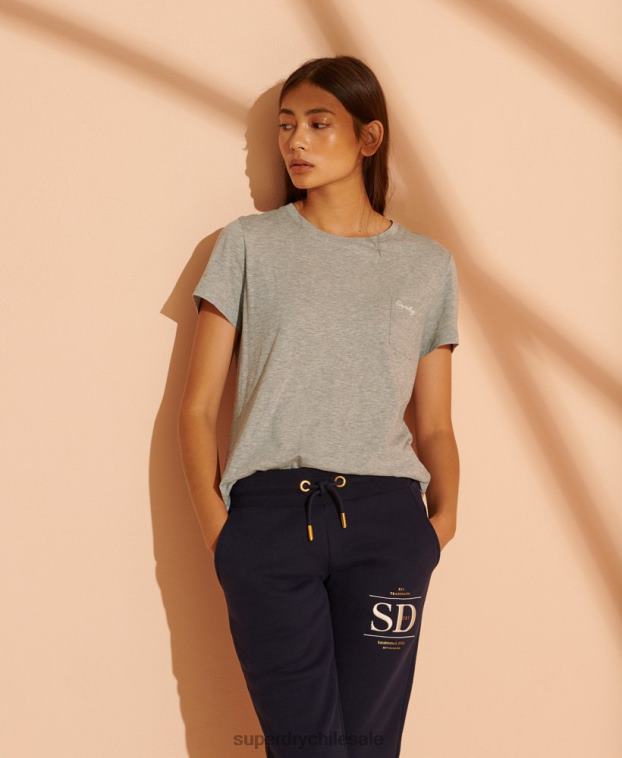 mujer Superdry gris camiseta de algodón orgánico con cuello redondo 2R68Z2853