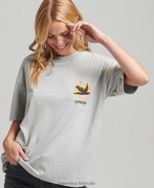 mujer Superdry gris camiseta folk nómada 2R68Z2838