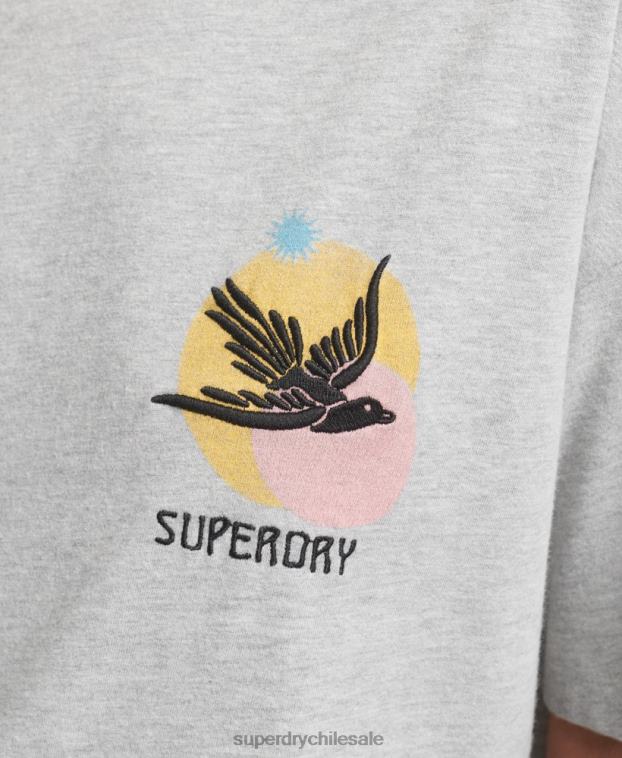 mujer Superdry gris camiseta folk nómada 2R68Z2838