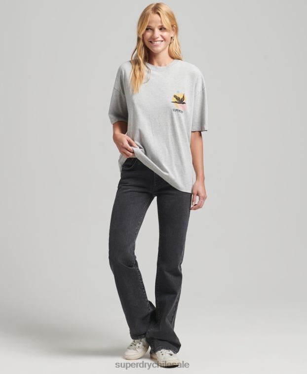 mujer Superdry gris camiseta folk nómada 2R68Z2838