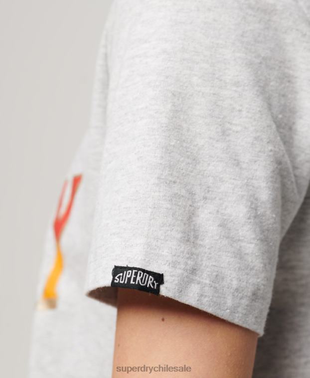 mujer Superdry gris camiseta gráfica de recuerdo de viaje 2R68Z2622