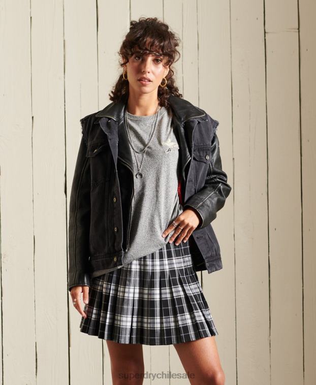 mujer Superdry gris camiseta holgada con gráfico boho rock 2R68Z6607