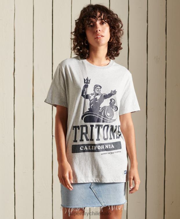 mujer Superdry gris camiseta holgada de collegiate state 2R68Z6262