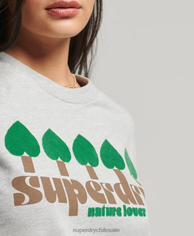 mujer Superdry gris camiseta nostalgia vintage 2R68Z2712
