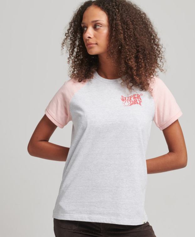 mujer Superdry gris camiseta raglán reciclada 2R68Z6225