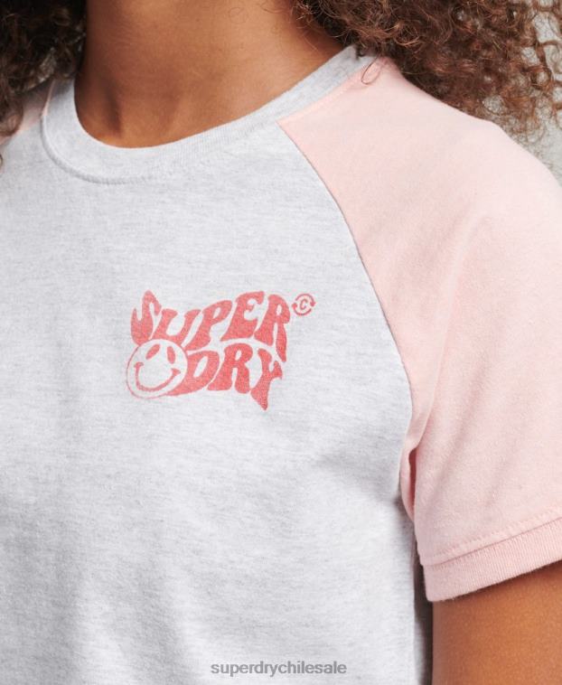 mujer Superdry gris camiseta raglán reciclada 2R68Z6225