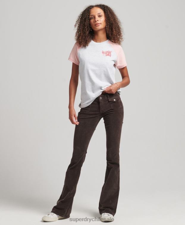 mujer Superdry gris camiseta raglán reciclada 2R68Z6225